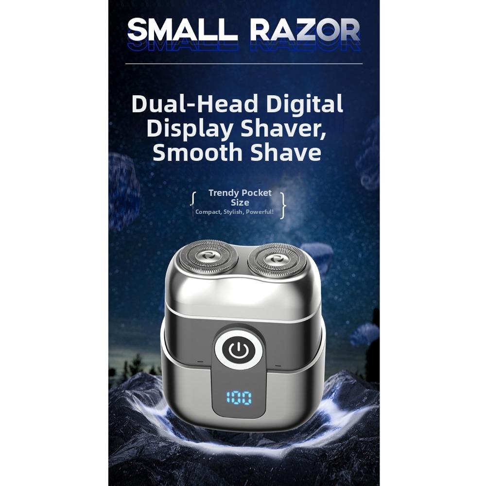 Double Head Mini Electric Shaver Magnetic Floating Men's Beard Trimmer Travel Use