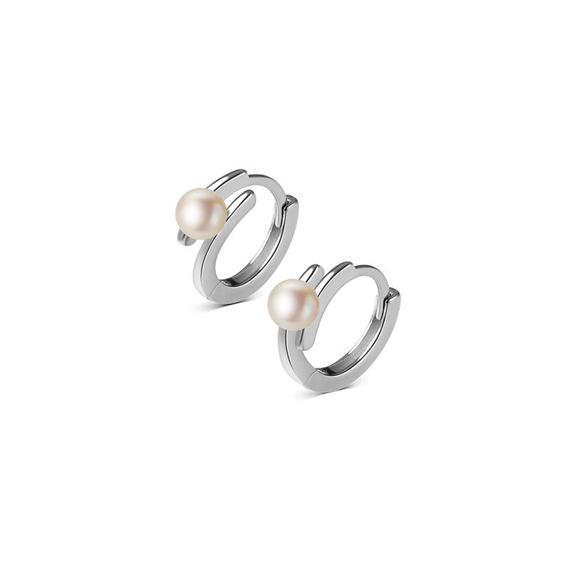 925 Stamp Gold Silver Color Pearl Earring for Women Girl Double Layer Curve Offic Jewelry Birthday Gift Dropshipping