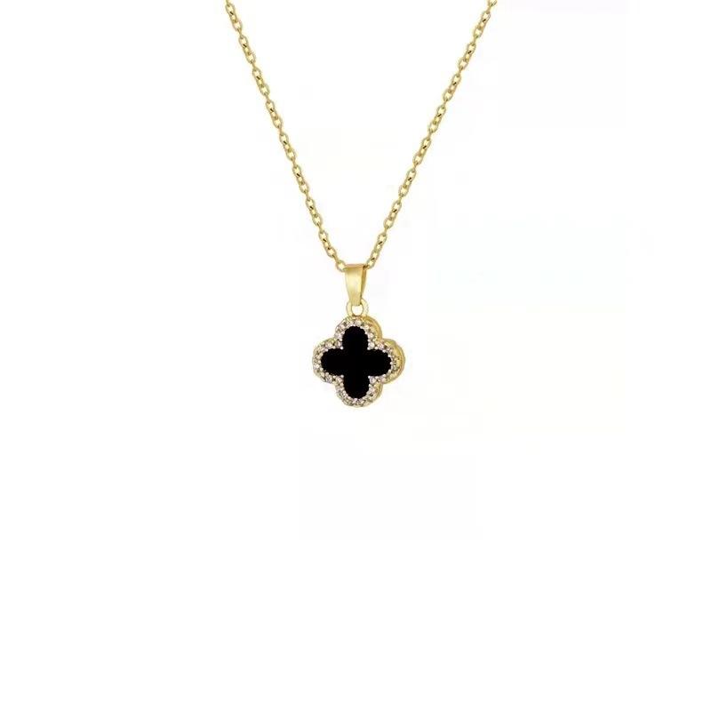 Double-sided Four-leaf Clover Titanium Steel Light Luxury Jewelry Women's Collarbone Chain Simple Hundred Matching Neck Chain