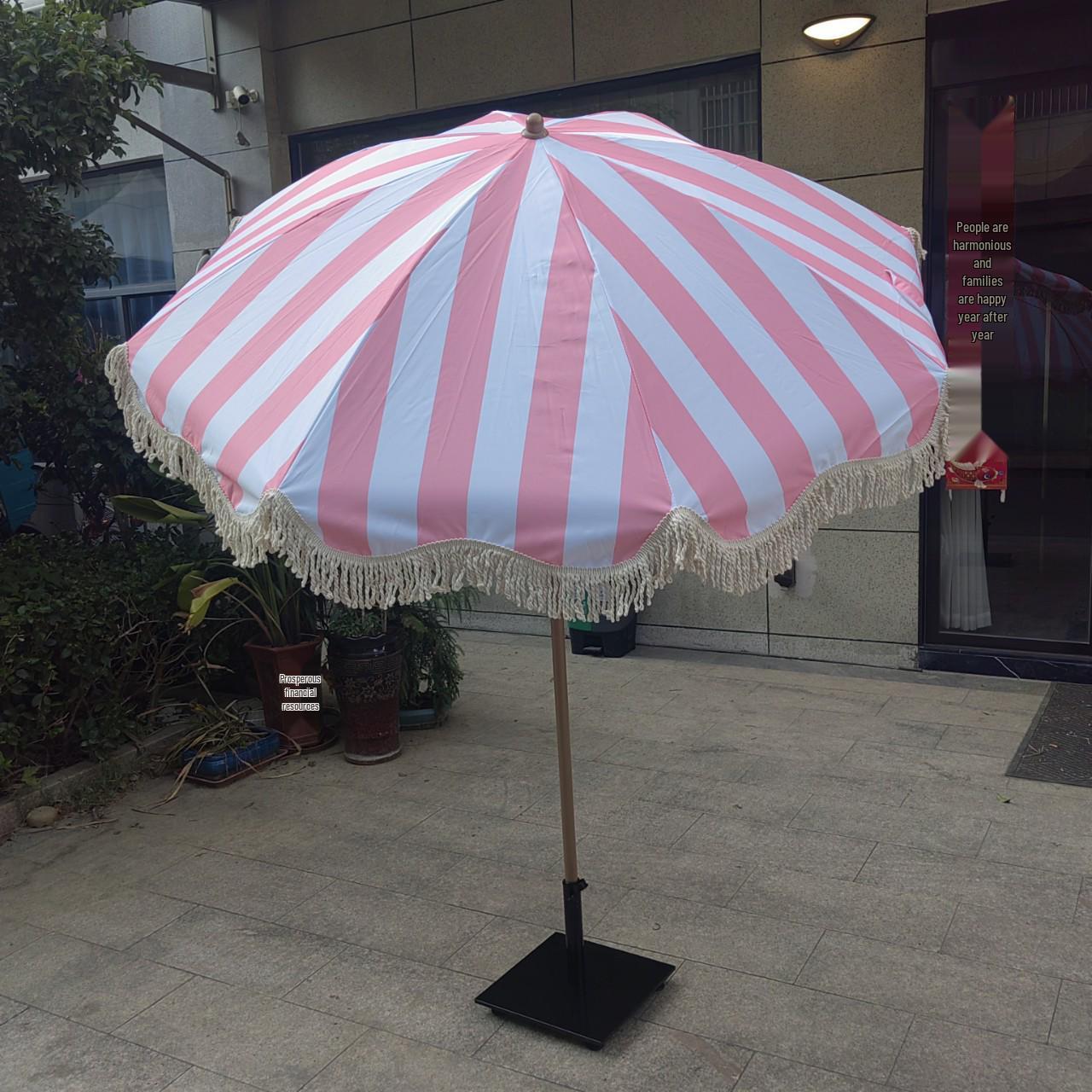 

**Солнцезащитный зонт с кисточкой и длинной ручкой для открытой террасы, сада, пляжа, балкона или кемпинга - Прямой зонт с бесплатной доставкой**