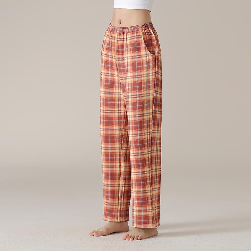 Damen High Waist Graue Baumwoll-Pyjamahose - Übergröße, Leichtgewicht, Gerades Bein, Vielseitig für Zuhause oder Outdoor