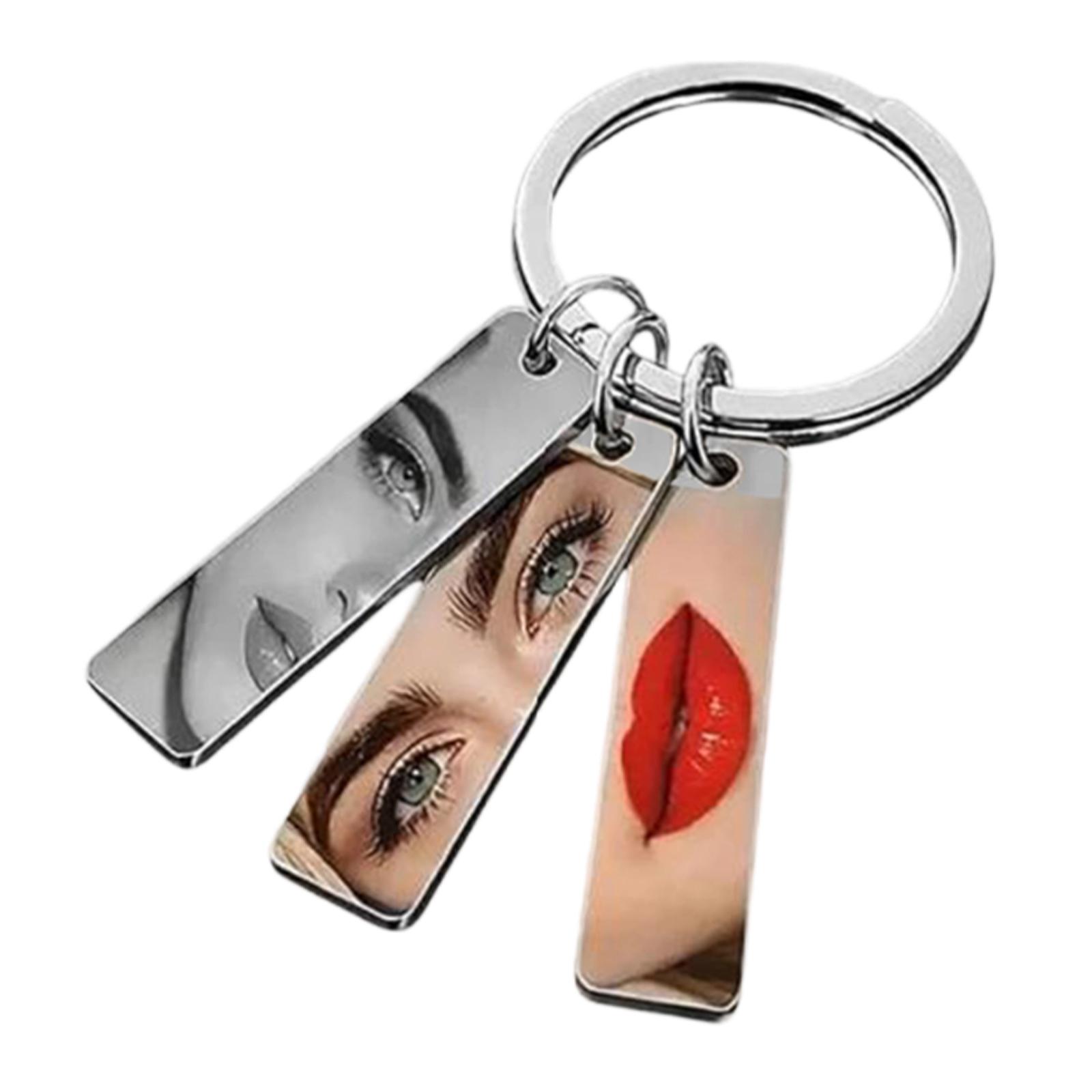 

Personalized Double-sided Custom Combination Stainless Steel Long Strip Keychain One Size срібний