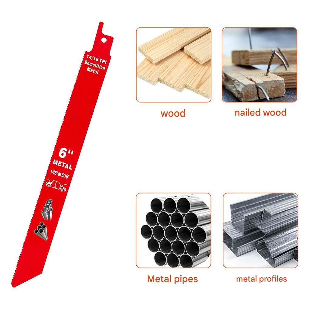 25PC BIM Fast-Cutting Saw Blades - Wood/Metal/Nail-Embedded Reciprocating Horse Blades for Demolition & Construction