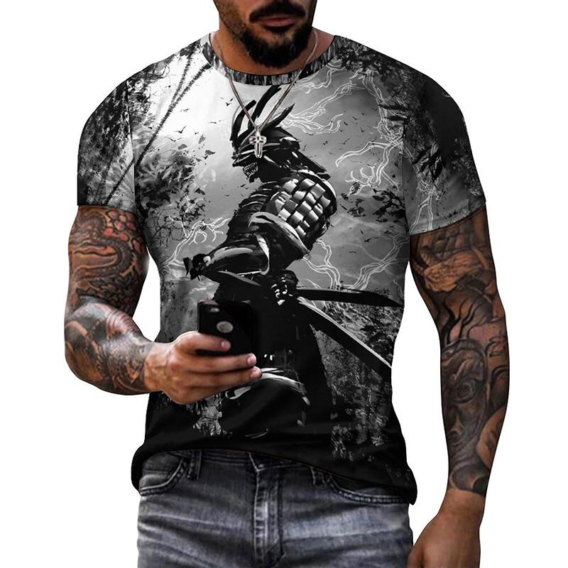 Japan Samurai 3D Graphic T Shirts Men Women  Summer Casual  T Shirts Street Hip Hop  Harajuku Style Round Neck Short Sleeve Tops