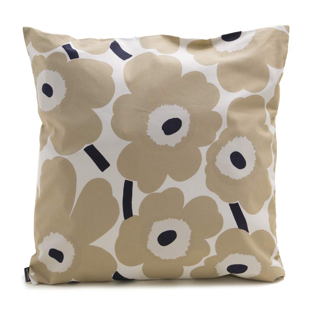 Marimekko Cushion Cover, 50x50cm, Unikko, Off-White, Beige, and Dark Blue, 069251 185 [Parallel Import]