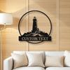 Lighthouse Silhouette Metal Sign Nautical Rustic Decor Beach House Indoor Outdoor Art