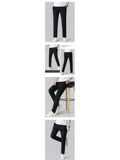 2026 Men's Slim Fit Elastic Waist Summer Pants - Korean Style Ice Silk Casual Straight Leg