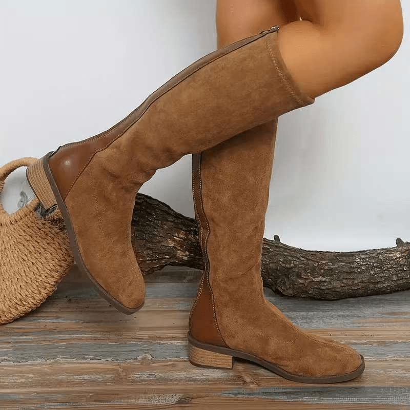 

Женские элегантные зимние ботинки - Массивный каблук, Застежка-молния, Нескользящая резиновая подошва, Для формальных и повседневных нарядов - Коричневые ботинки для осенне-зимнего сезона Size 41