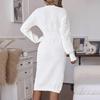Elegant 2024 White Embroidery Drop-Shoulder Dress - Casual Style for Europe & America