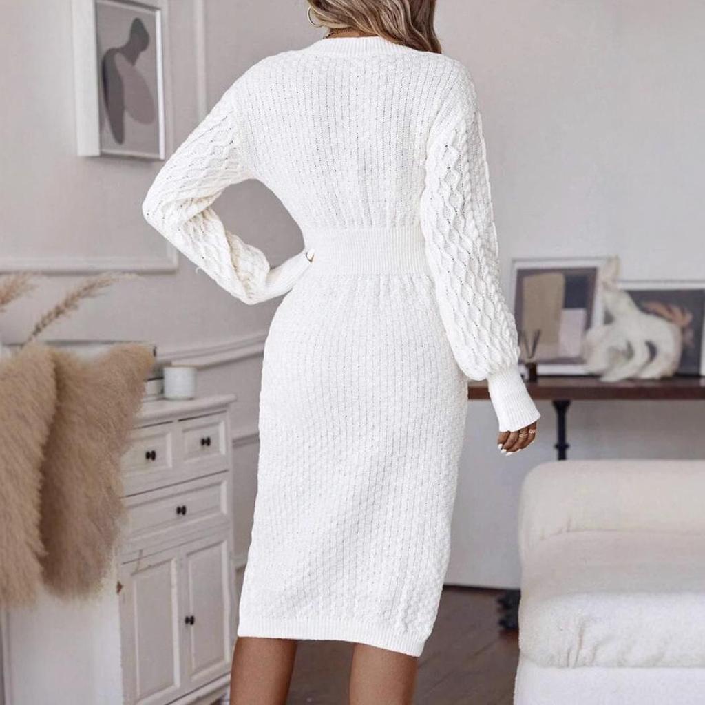 Elegant 2024 White Embroidery Drop-Shoulder Dress - Casual Style for Europe & America