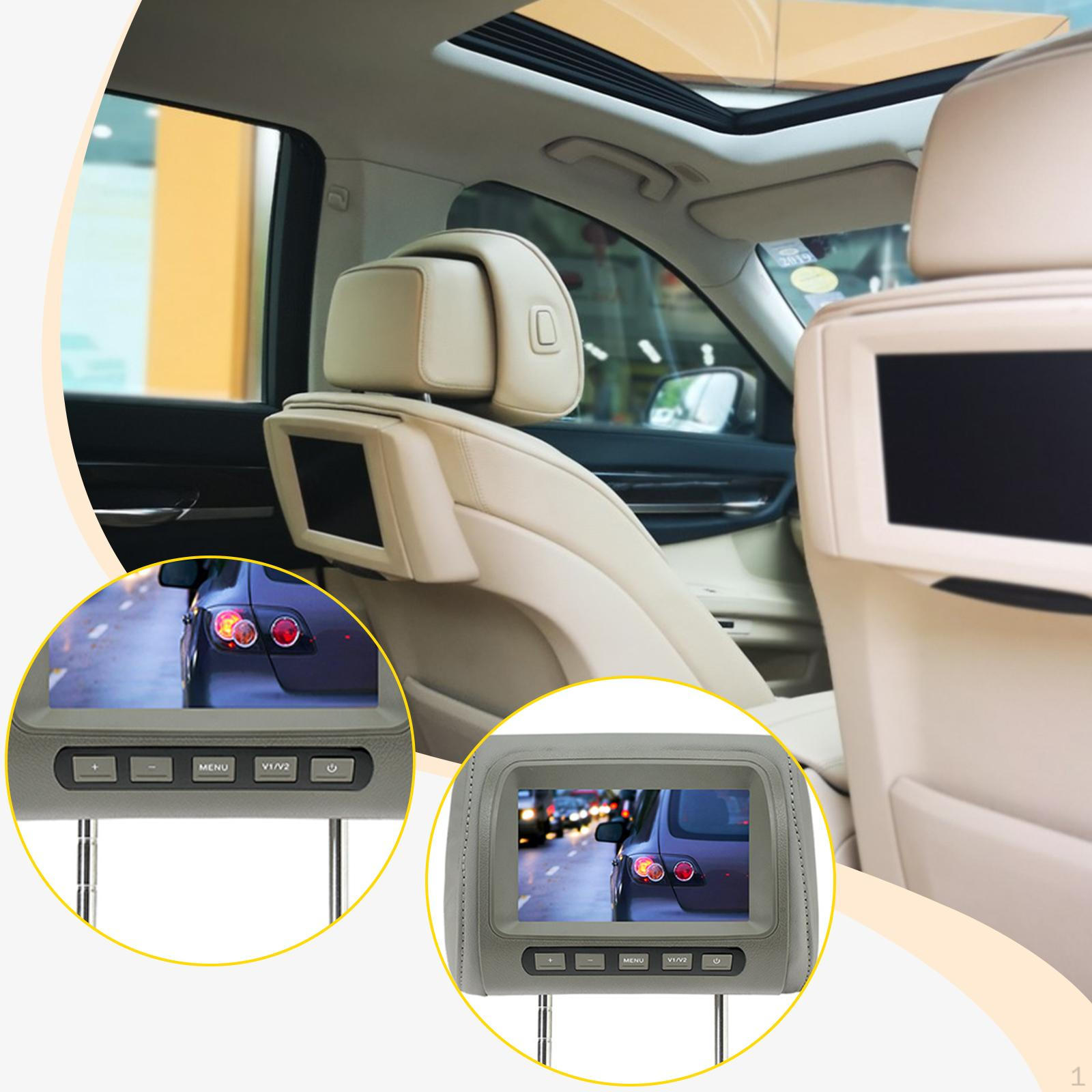 

Автомобильный подголовник Автомобильные аксессуары Двойной видеовход Соотношение сторон дисплея 16:9/4:3 DC12V Легко серый