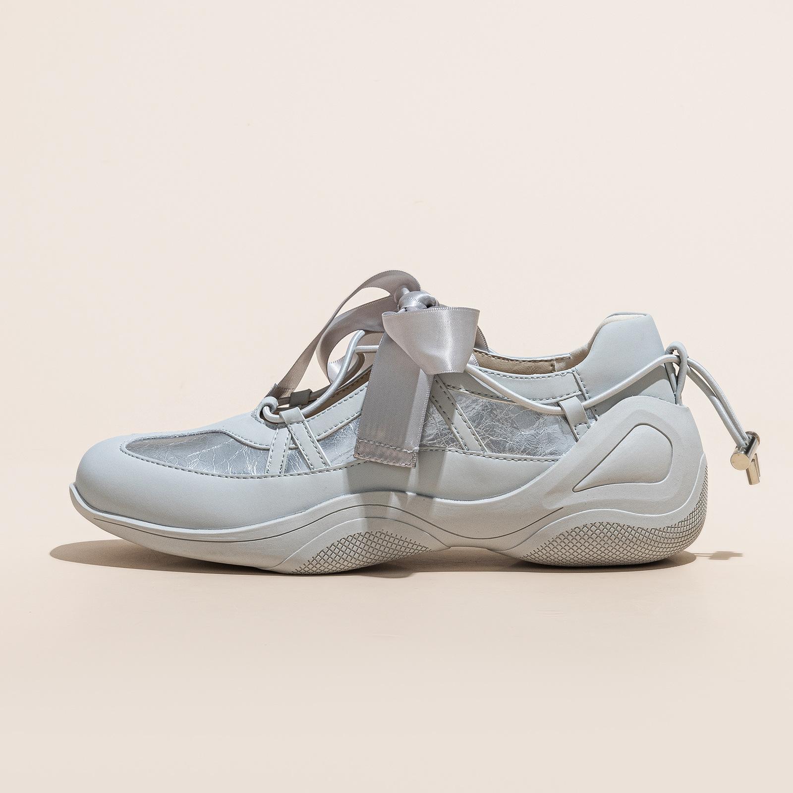 

Mary Jane shoes summer new leather platform heightening ballet academy style casual 40 серебряный