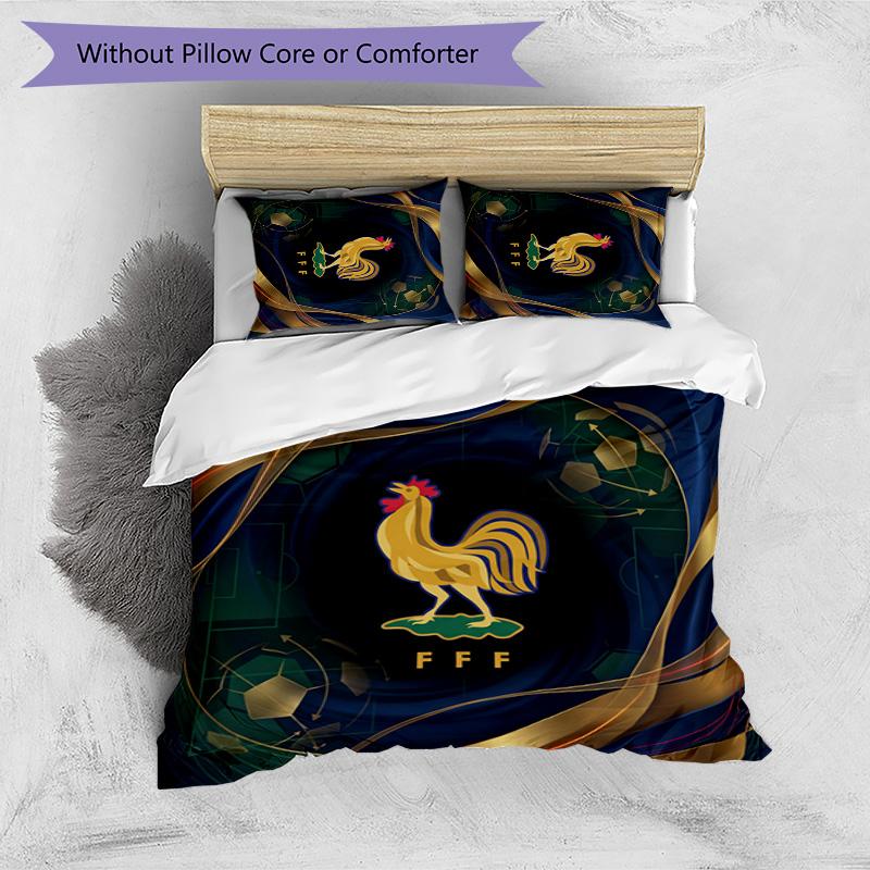 Set Biancheria da Letto Stampata France Football 3 Pezzi Set Copriletto Accogliente Traspirante come Regalo per Inaugurazione Casa Vacanze