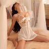 Sexy pajamas women's with steel tray backless sexy suspender pajamas fattened large size fat mm small chest transparent gathering underwear