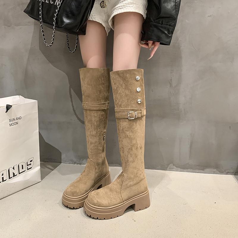 Maillard two wear folded thick-soled boots children's new thick-heeled knee knight boots in autumn and winter 2025