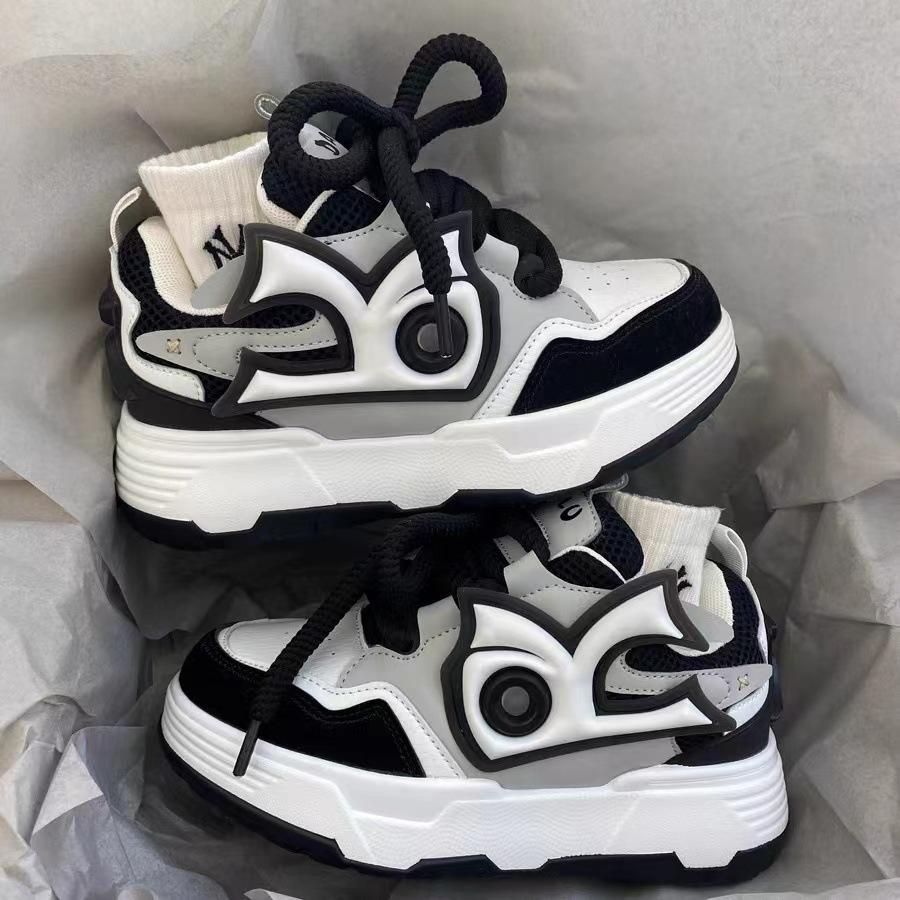 

Туфли с толстой подошвой, женские туфли ярких цветов для папы, новинка 2024 года, нишевые повседневные туфли для ста студентов для пар 44