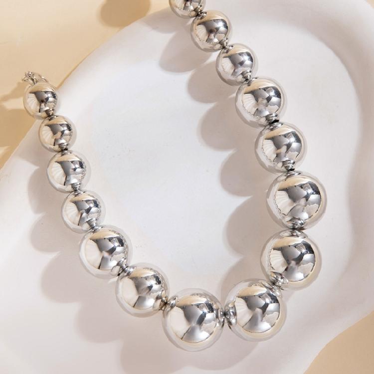 Vintage Big Beads Choker Necklace For Women Girls Exaggerated Clavicle Chain