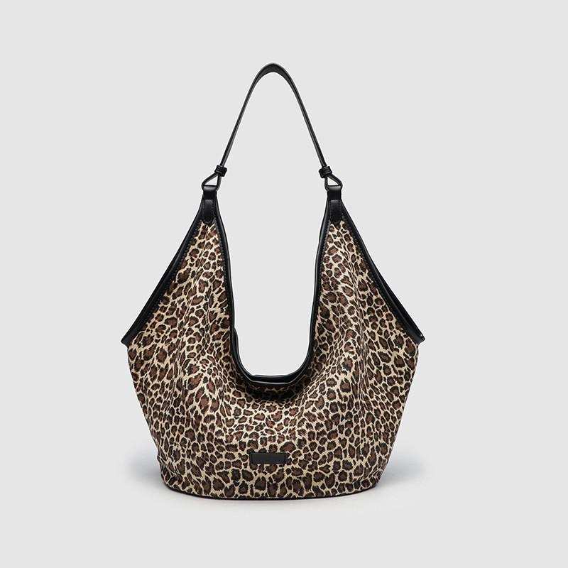 IELGY Ladies Tote Bag Leopard Print Large Capacity Lazy Style Fashion Retro Commuter Shoulder Bag