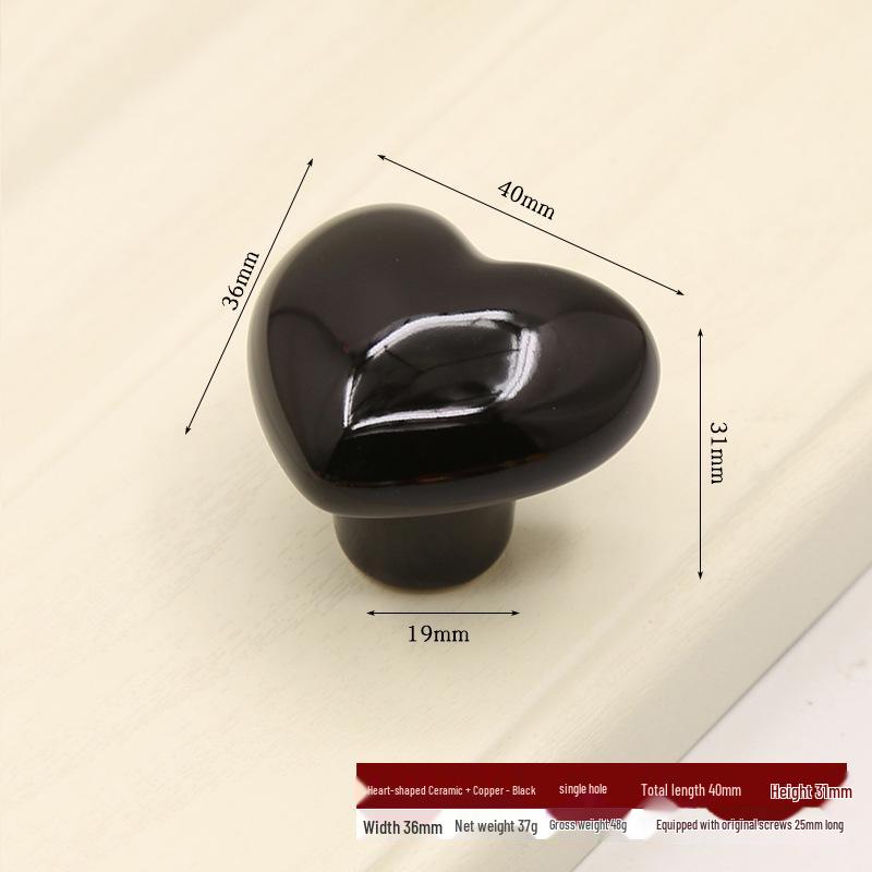 Colorful Heart-Shaped Ceramic Drawer Handle