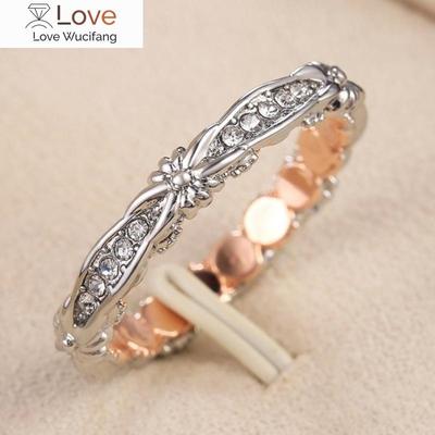Vintage Delicate Wedding Rings for Women Two Tone Design Micro Paved Cubic Zirconia Finger Accessories Jewelry