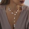 Vintage White Imitation Pearl Tassel Necklace For Women Punk Metal Irregular Long Chain Necklace Wedding Jewelry Gifts