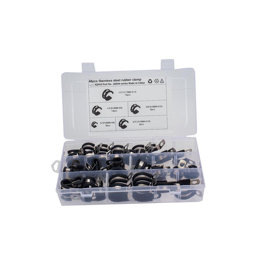 48 Pcs Car Cable Hose Rubber Cushion Insulated Clamps Anti-Rust Assortment Kit