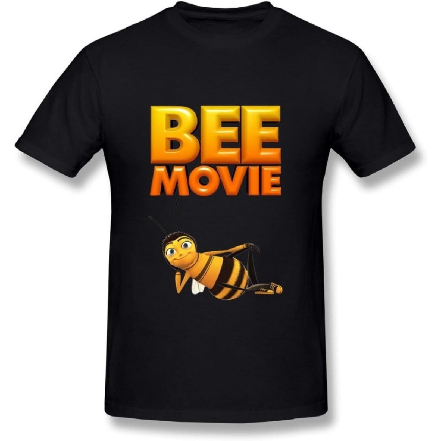 CaiTian Men s Animated Film Bee Movie Poster T-Shirt S чёрный