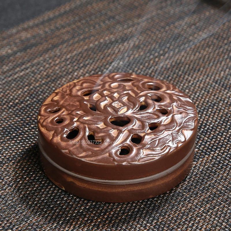 4-hour Coil Incense Burner Ceramic Retro Hollow Aromatherapy Stove Home Tea Room Decorations Relaxing Purifying Fragrance Tools