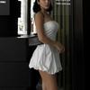 Sexy Women Vintage Solid Mini Dress Ball Gown Dresses U-Neck Sleeveless Summer Female Casual Dress Fashion Strap Dress