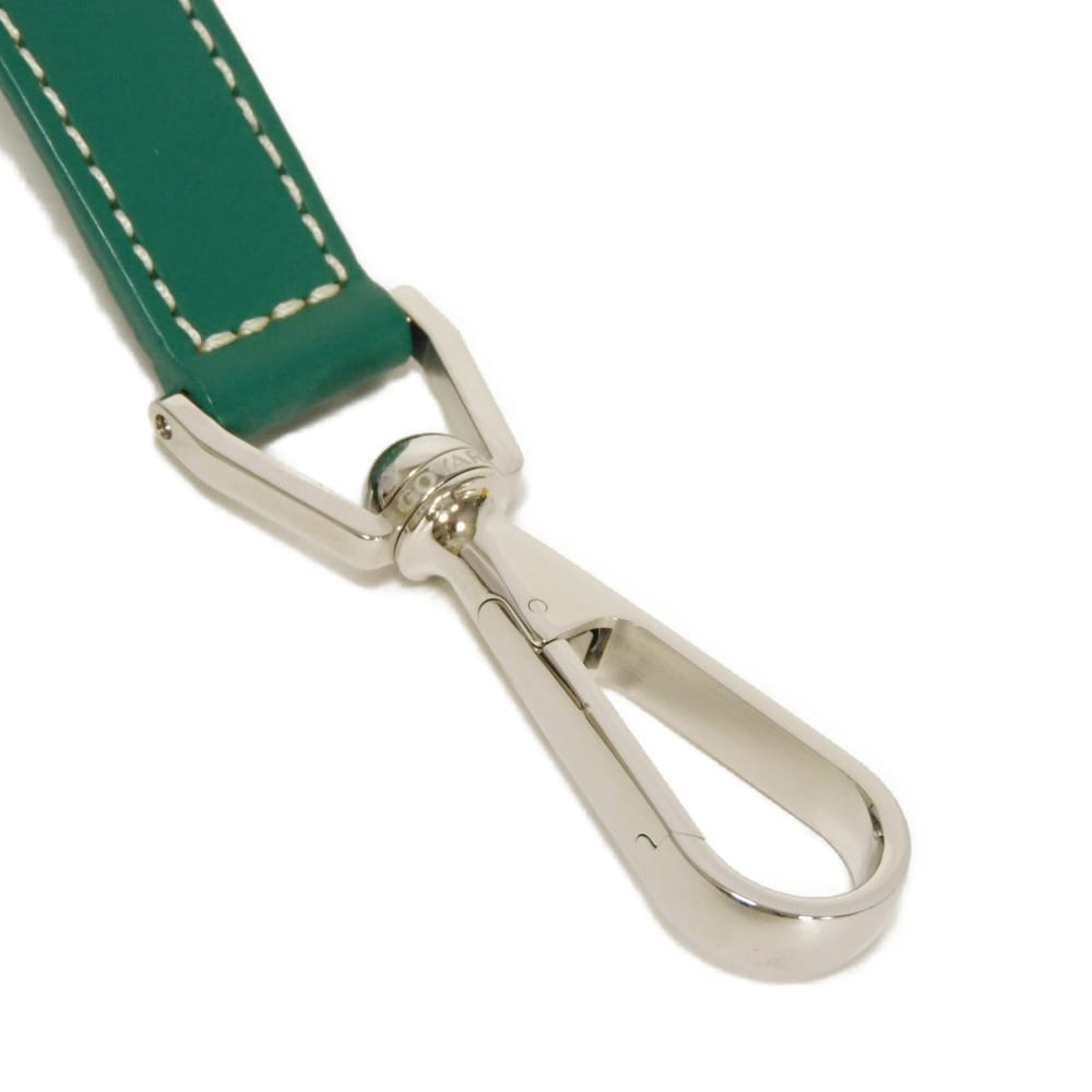 Used 9776 Bandouliere 4.7" 7954 Current Calfskin Silver 0.8" Width Excellent Condition Logo Embossed Green Unisex from