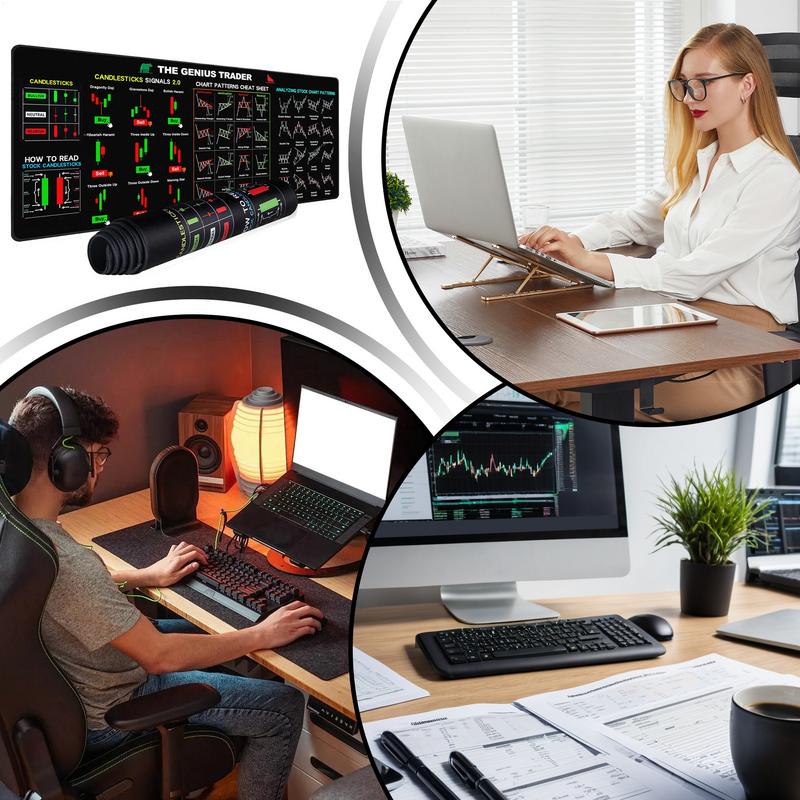Rubber Stock Market Trader MousePad Large Candlestick Pattern Chart Keyboard Mousepad Investor Desk Mat 300*800mm