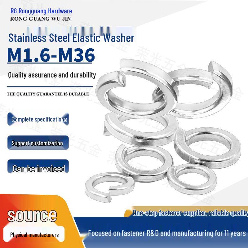 Stainless Steel Elastic Spring Washer, M1.6-M36, 304/316