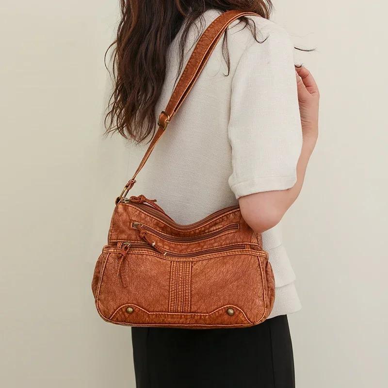 2025 Zipper Denim Women's Crossbody Bag Solid Color Popular Casual Shoulder Bag Versatile Lightweight Handbag