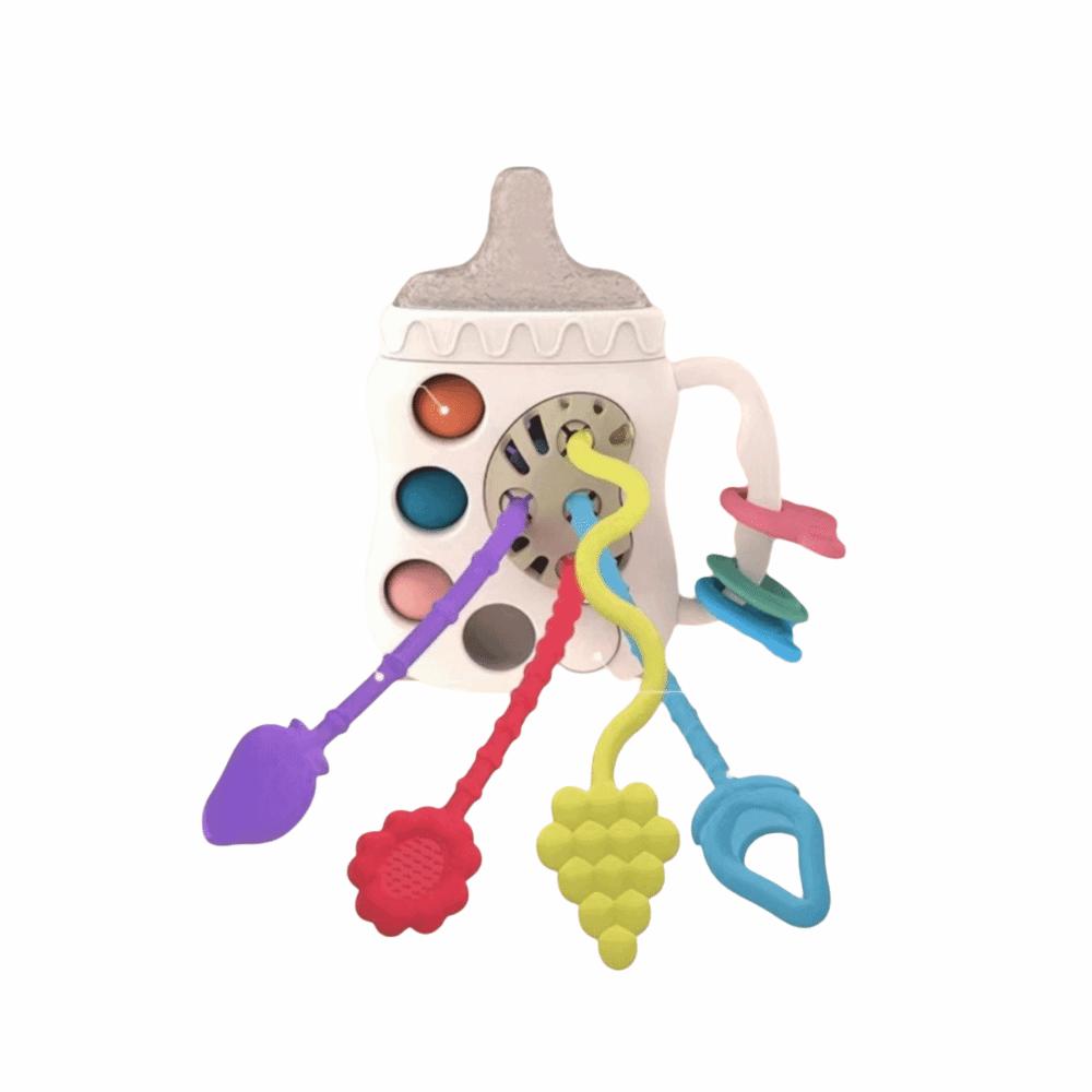 Multicolor Pull String Activity Teething Function Sensory Development Sensory Milk Bottle Chew Training Infant Montessori