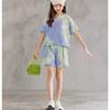 Girls' Tie Dye Suits Summer Korean Version Big Children Little Girls Short-sleeved Skirts Shorts Two-piece Trend