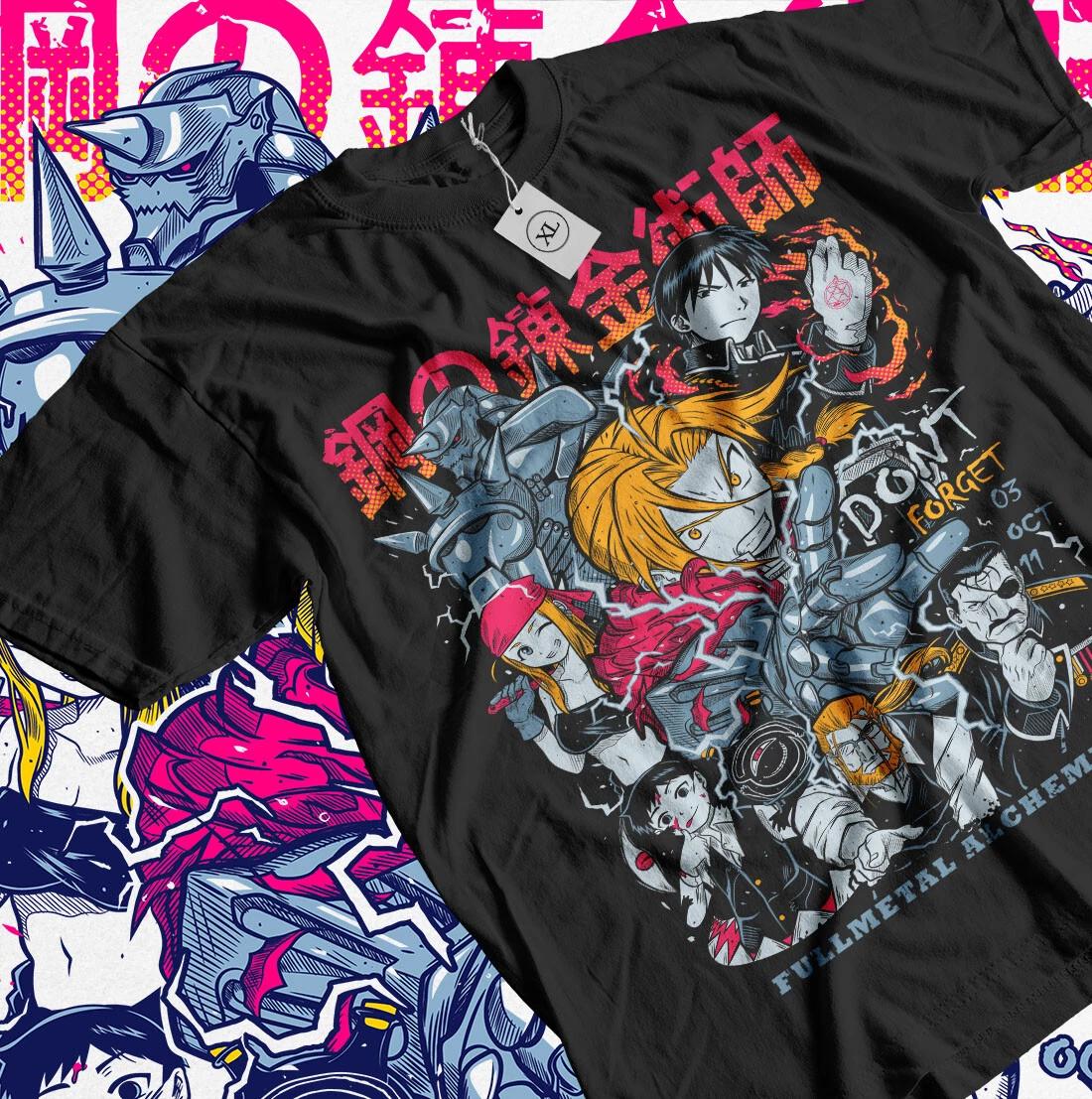 

Fullmetal Alchemist T-Shirt Brotherhood Alphonse Elric Anime Gift Shirt All Size 3XL