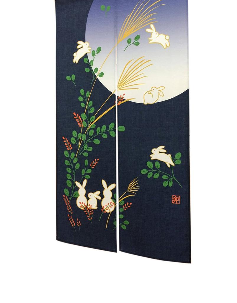 Cute and Stylish Noren Curtains for Living and These Charming Curtains Offer Privacy and Featuring a Full Moon and Rabbit They Are a Charm for Good
