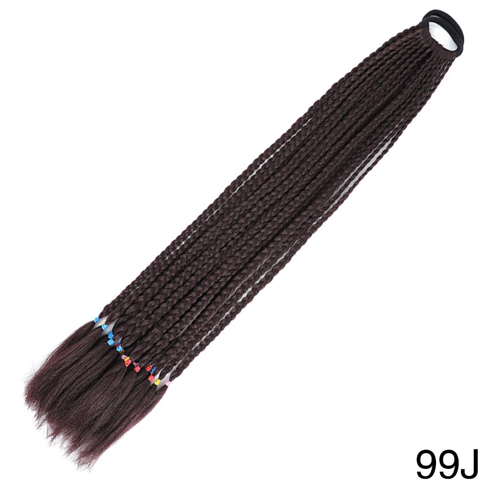 Synthetic Long Wig Colored Braided Ponytail Hair Extension Elastic Rubber Band Braiding Ponytail Hair Extensions For Girls