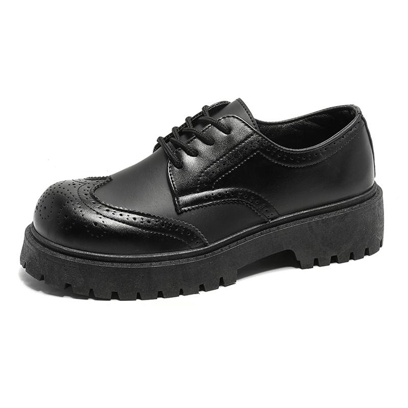 Classic Black and White Brogues Formal Shoes Men Casual Business Leather Shoes Mens Derby Shoes Designer Platform Formal Loafers