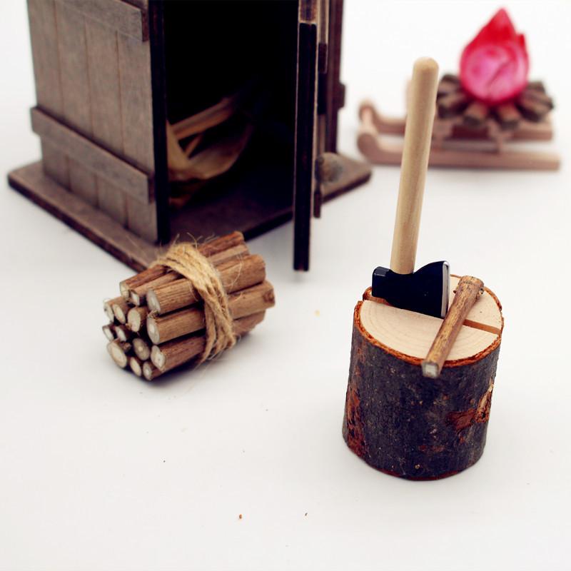 1/3 Stück Neue Mode 1:12 Puppenhaus Simulation Miniatur Feld Hühnernest Axt Holzhacken Landleben Toilette Dekoration