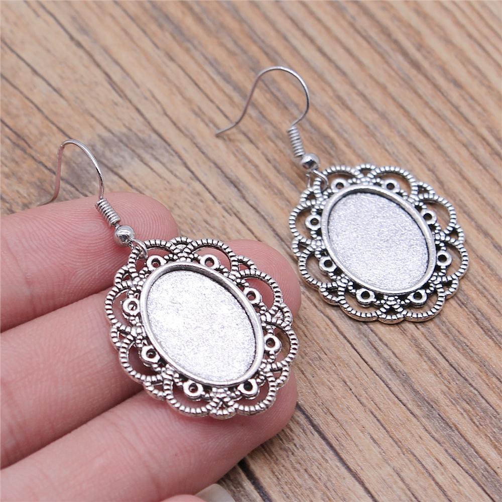 Fit 13x18mm Cabochons Oval Blank Setting Bezel Blank Cabochon Earring Base For DIY Earring Making