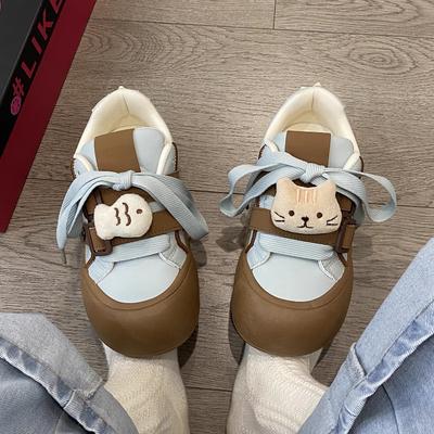 Guochao Niche Original Ugly Cute Big Head Puff Bread Shoes Women's New Spring Platform Versatile Student Board Shoes