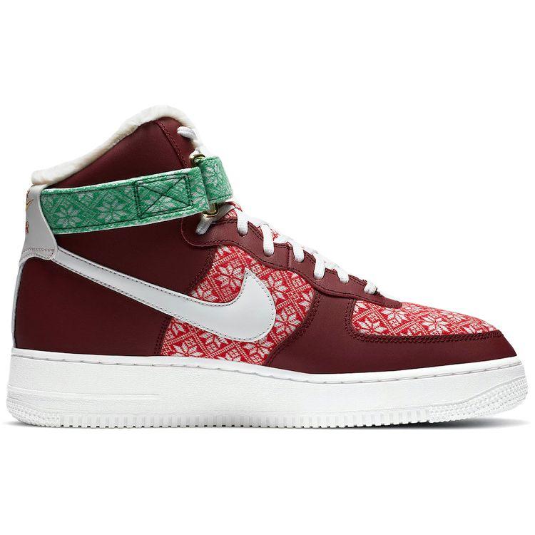 Nike Air Force 1 High Weihnachtspullover Herren Sneaker Rot Team-Rot Weiß DC1620-600