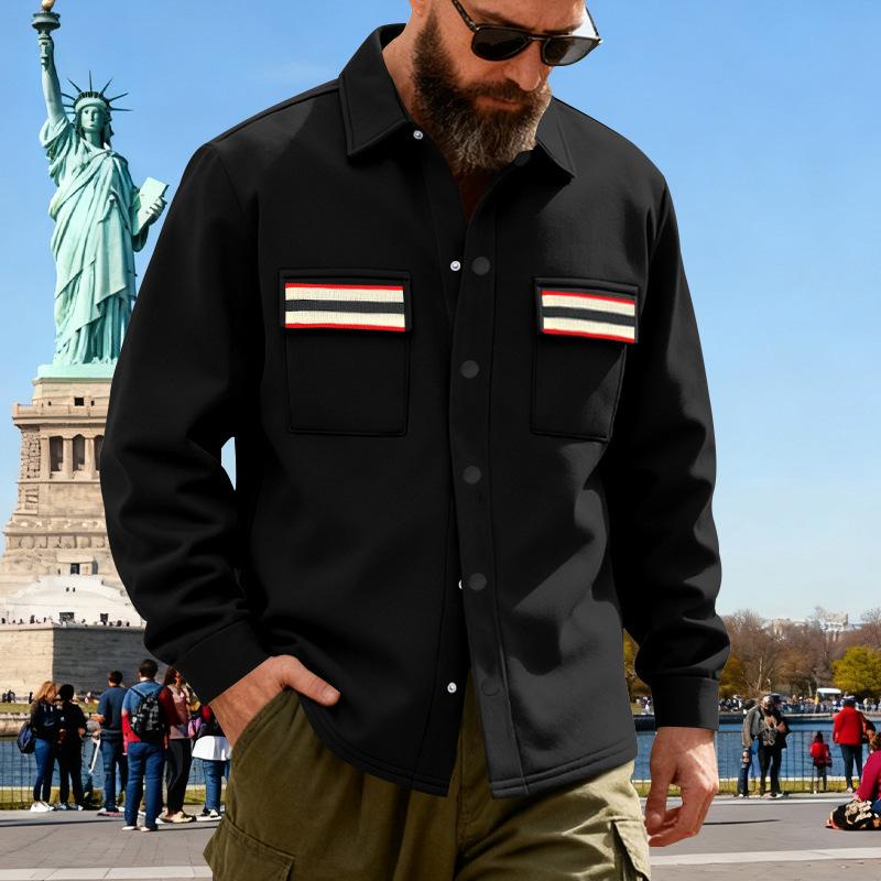 Male Fleece Lined Cardigan Jacket Loose Fit Outdoor Sweatshirt