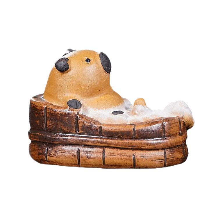 Yixing Zisha Cute Capybara Tea Pet Handmade Tea Sculpture Tea Figurine Play Toys Tea Statue Ornaments Desktop Accessories Craft