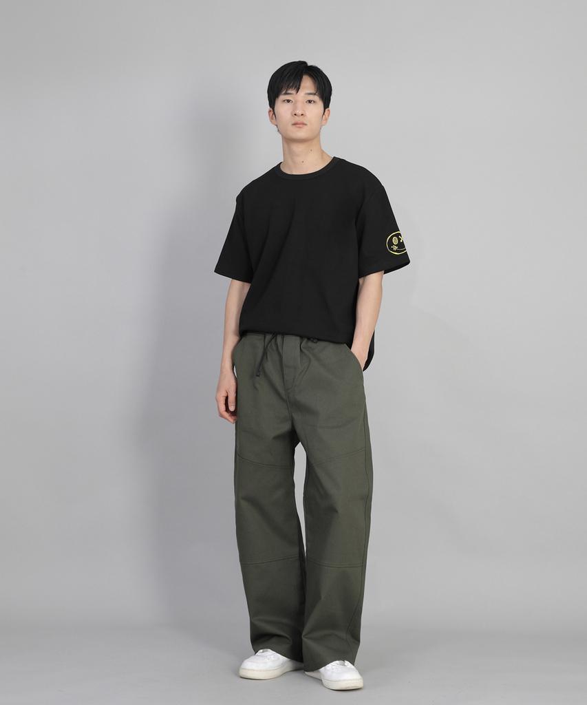 Seinteukeulu Front-Cutting Detail Ex Wide Pants Cde-371 Khaki
