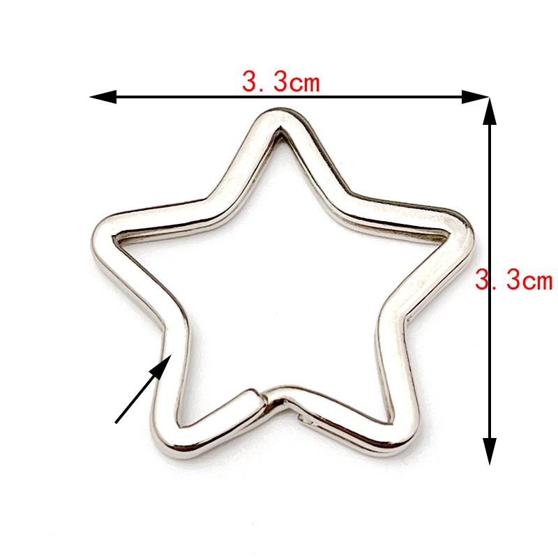 6Pcs/Lot Heart Star Shape Key Ring Chain Round Flat Wire Open Ring Metal Key Ring DIY Car Key Toy Pendant Making Chain Wholesale 6pcs