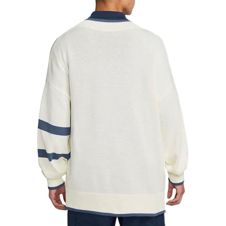 Nike SS23 Men's Trend Striped Print Pullover Sweater Off-White DX0009-133