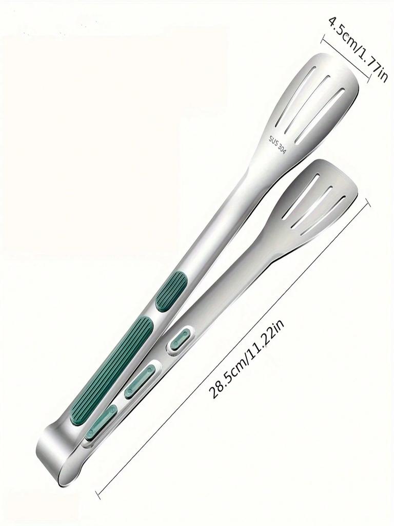 A Stainless Steel Kitchen Cooking Tongs, Anti-Scalding Silicone Food Tongs, Plate Tongs, Medium, Large, Suitable for Dishwashers