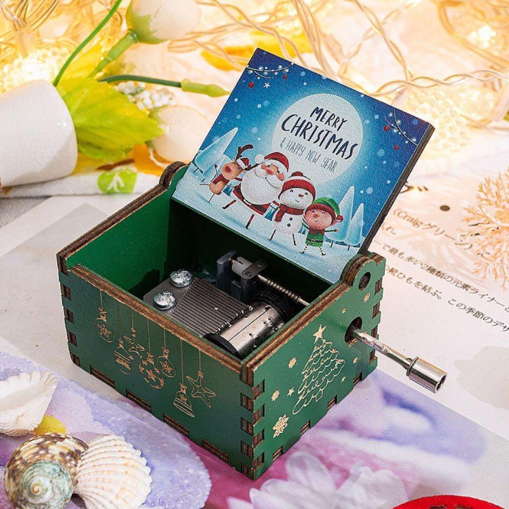 Wooden Hand Crank Music Box Anime Theme Halloween Merry Christmas Decoration Home Christmas Birthday Gift